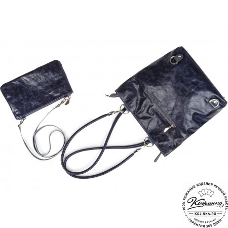 Женская кожаная сумка-рюкзак "Валентино" (синяя)